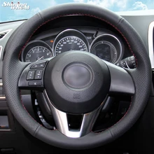 Shining wheat Hand-stitched Black Artificial leather Steering Wheel Cover for Mazda CX-5 CX5 Atenza 2014 New Mazda 3 CX-3 2016