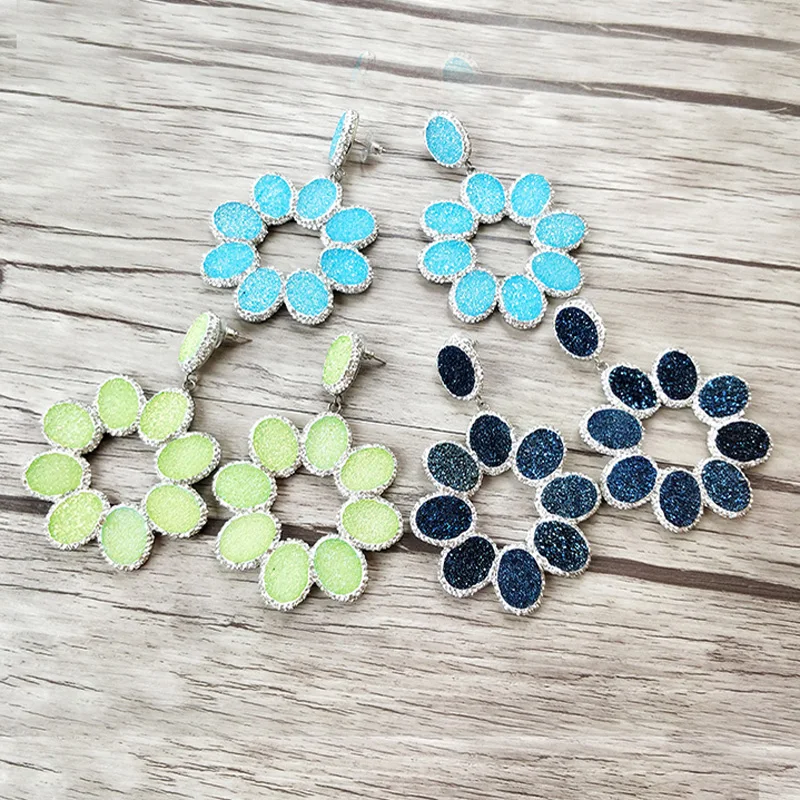 

3 Pairs Mix color Quartz Druzy Stone dangle Earrings Jewelry Women earrings ER786