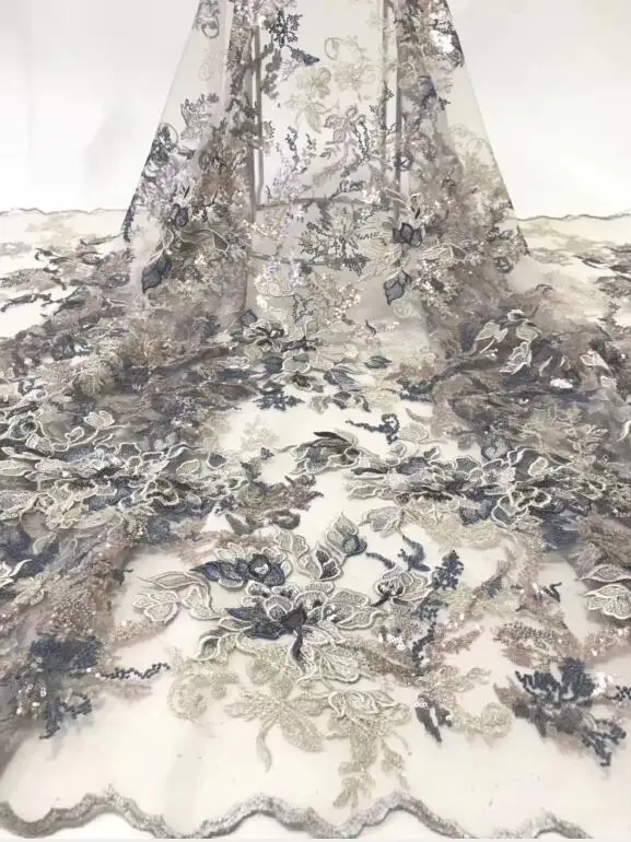 

Beautiful ZH-89414 Nigerian Lace Fabric For Wedding fashion flower Lace Fabric