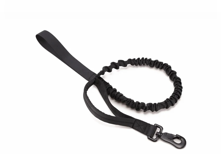 black leash Военный Тактический ошейник для собак, Охотничий Жилет, нейлоновый банджи-поводок, поводок для тренировок, бега, средних и больших собак, немецкая овчарка - Цвет: black leash