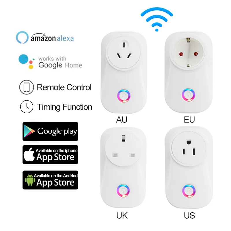 Умная розетка с Wi Fi штепсельная вилка EU UK US AU 220 В 10A дистанционное управление