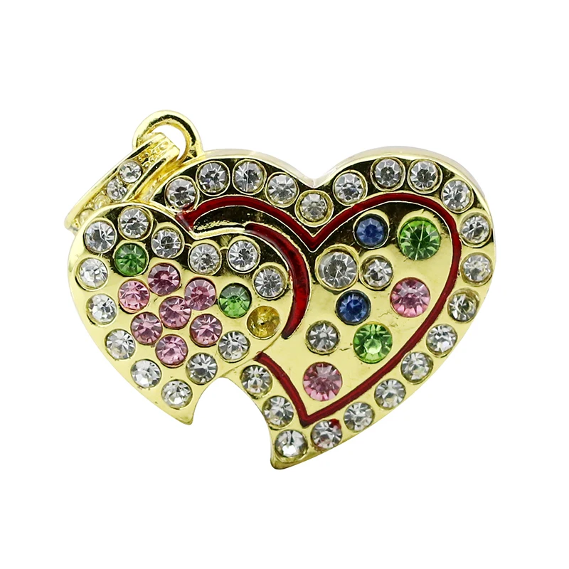 Хрустальное сердце флэш накопитель USB ожерелье реальной емкости 8 ГБ 16 32