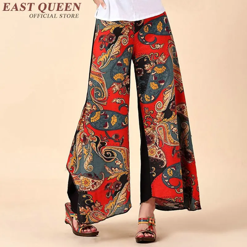 

Linen pants women traditional chinese clothing boho style summer pants for women wide leg pants free size AA2552 YQ