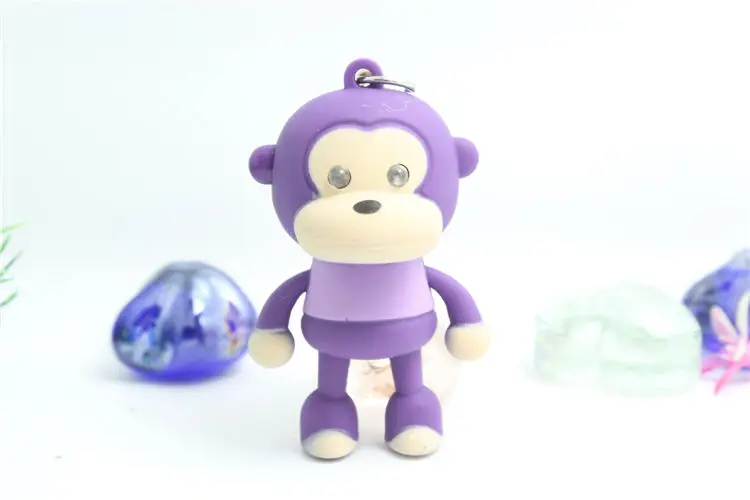 Милая обезьяна звуковой светильник брелоки с фонариком звуковое кольцо