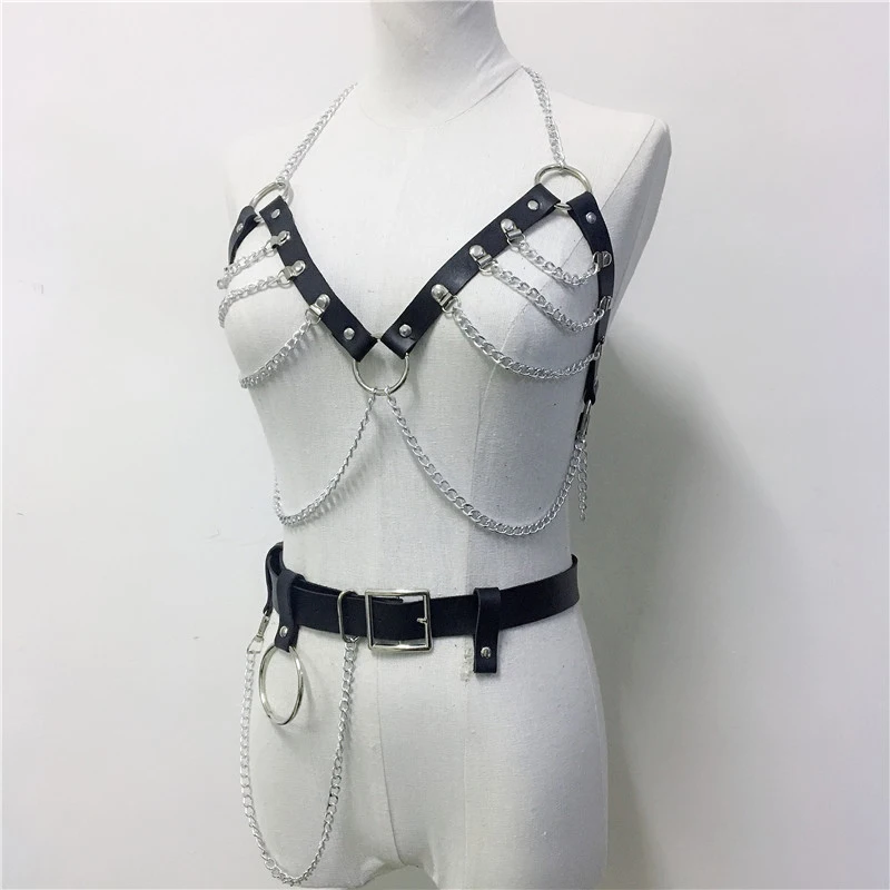 Модный комплект из двух предметов искусственной кожи Goth сексуальные