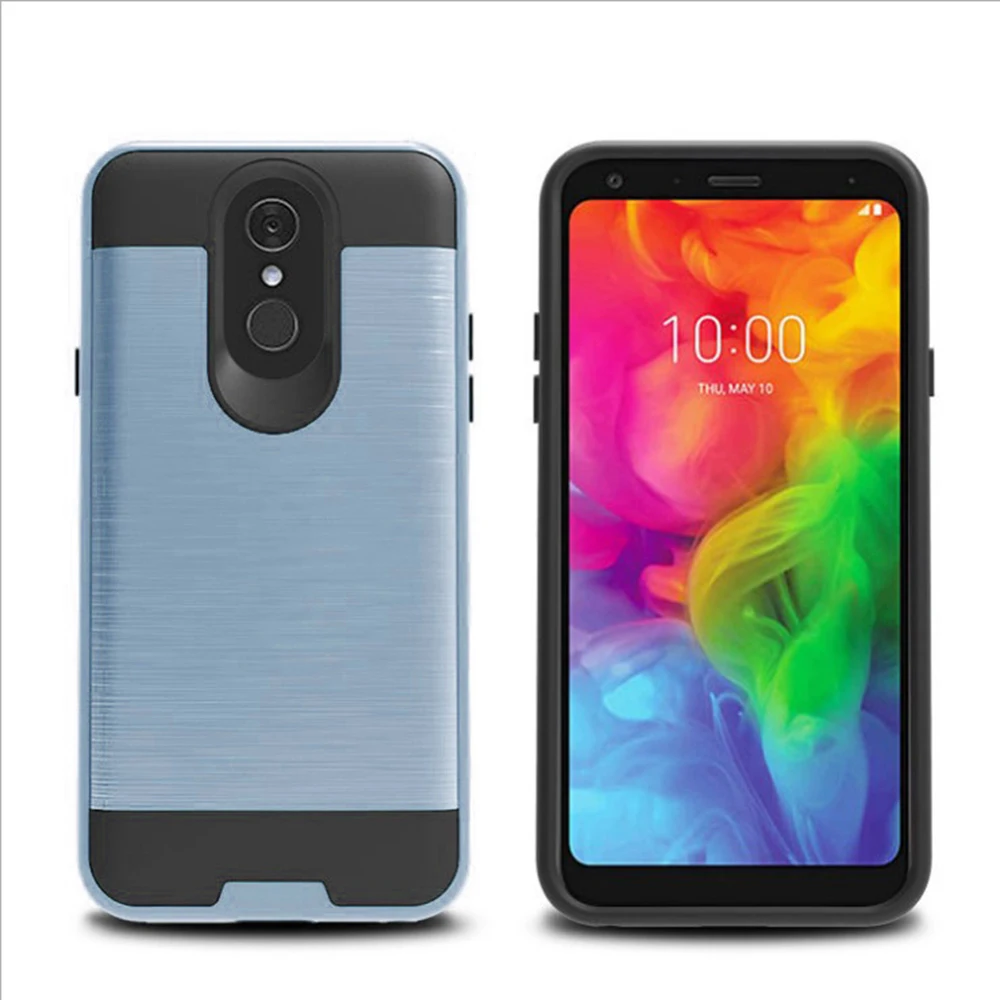 Для LG Q7 чехол 2 в 1 Гибридный матовый армированный из углеродного волокна