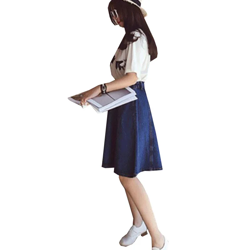 Женская джинсовая юбка с высокой талией повседневная из денима эластичным