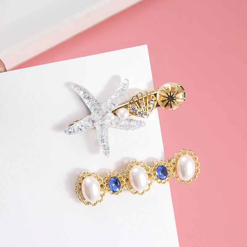 2 шт./компл. заколки для волос с жемчужинами в виде морской звезды Романтические