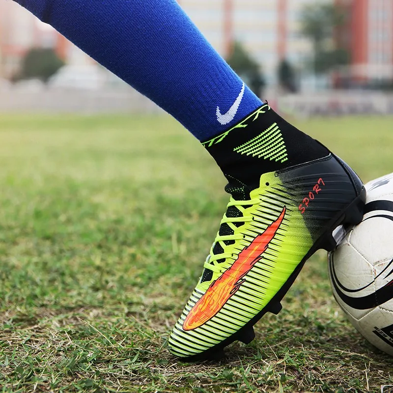Мужские футбольные бутсы de soccer шипы с высокой лодыжкой детские футбольные бутсы носок с шипами бутсы футбольная обувь кроссовки размер 35-44