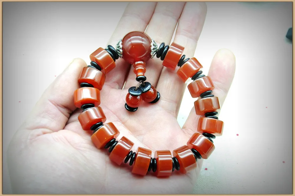 Yumten Природный Рубин Бусины Браслеты Mujer armbanden voor vrouwen Для мужчин Jewelry erkek bileklik