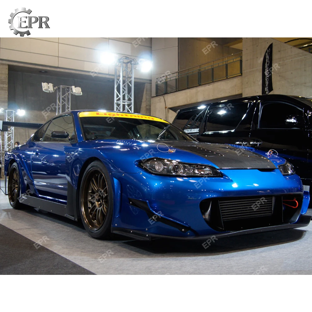 Для Nissan S15 Сильвия DMX + 40 мм углеродного волокна переднее крыло (с дверью отверстия)