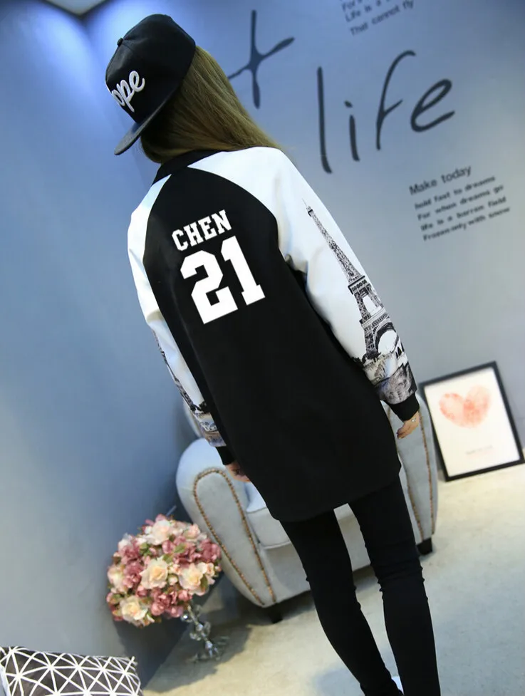 Kpop exo Luhan Sehun одежда пальто куртка бейсбольная Звезда осень зима для женщин мужские EXO корейский свободный свитер Толстовка для женщин - Color: 1
