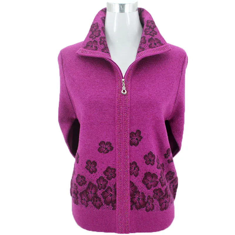 

2021 middle and old age women's clothing, winter dress thickening, big size mom, sweater, elderly cashmere sweater, cardigan.