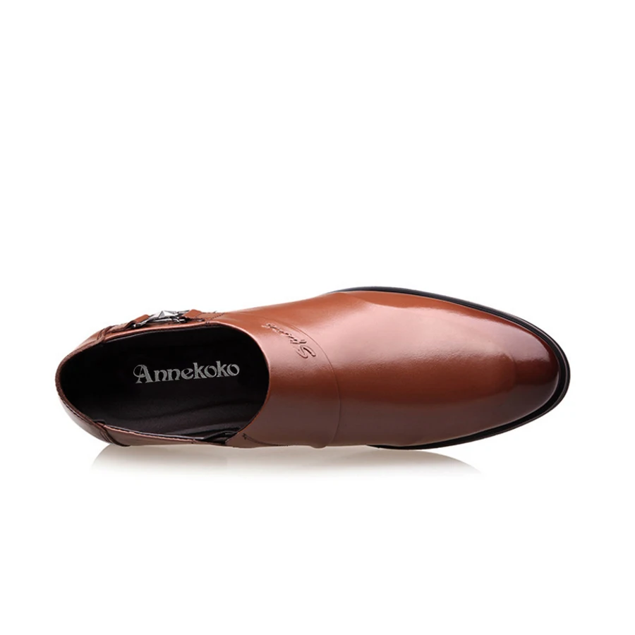 Annekoko Brand Fashion Designer Luxury Leather Formal Men Shoes Black Wedding Business Loafers Man Flats Office Plus Size | Обувь