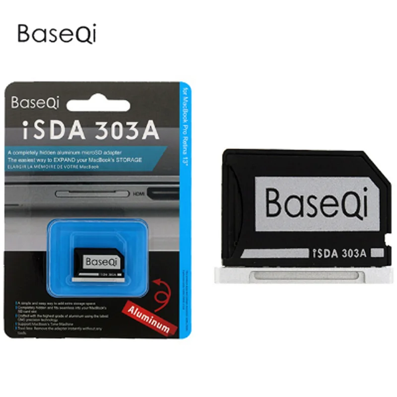 Оригинальный алюминиевый мини-накопитель BaseQi NinjaDrive Micro SD tf-адаптер для Macbook Pro retina