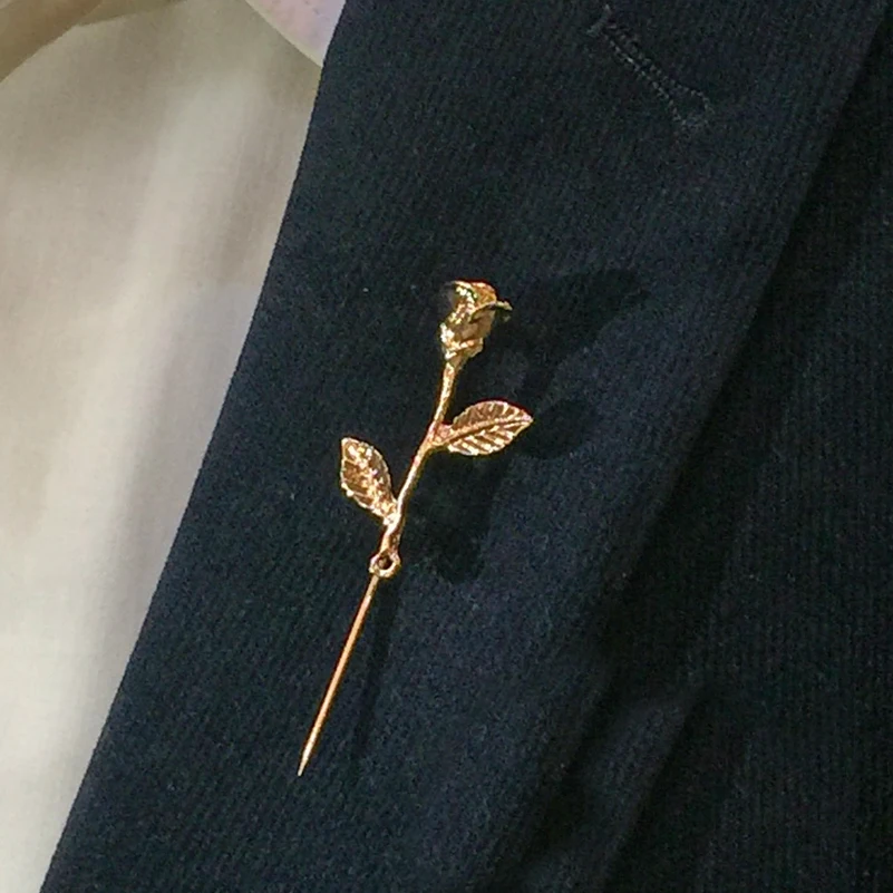 

Unisex Rose Flower Brooch Pin Men Suit Accessories Classic Lapel Pins for Men's Suit Wedding Party Long Pin Lots 12 Pcs