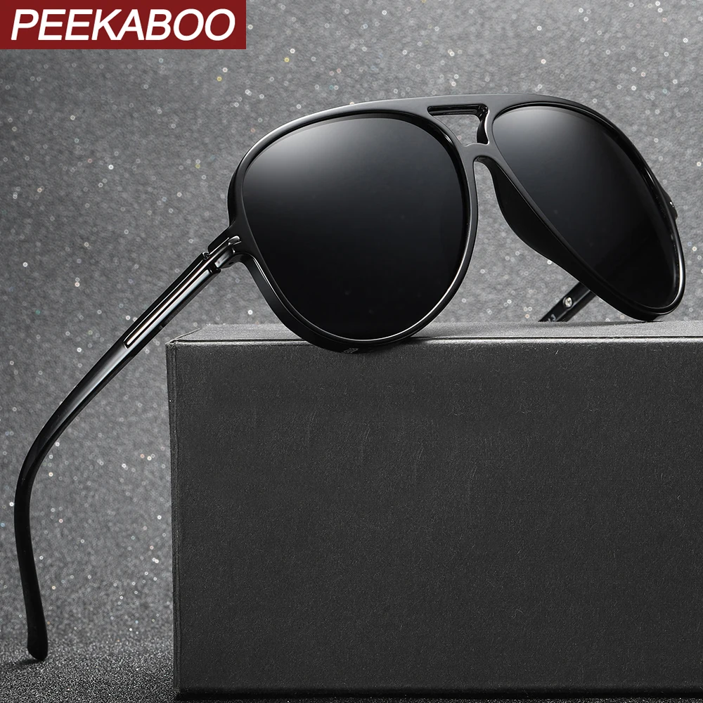 Мужские классические солнцезащитные очки Peekaboo tr90 коричневые черные