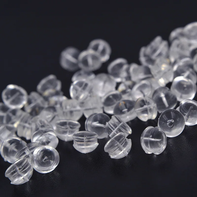 

50 PCS 5*4mm Earrings Set Transparent Silicone Ear Plugging Earring Back Stopper
