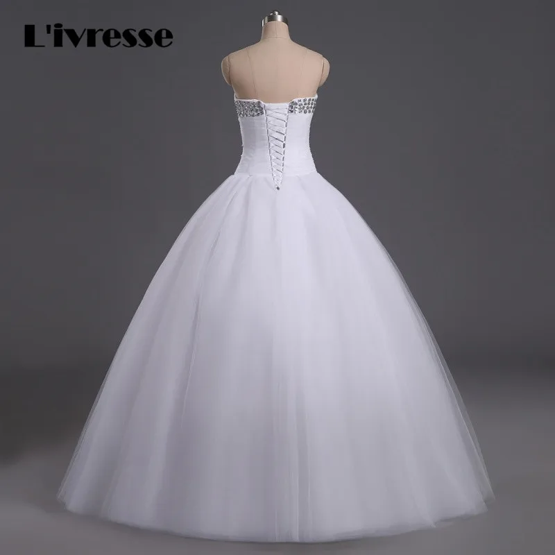Real Photo Cheap Wedding Dresses China Sweetheart Ball Gown Tulle With Crystal Vestido Noiva 2017 Lace Up Back | Свадьбы и торжества