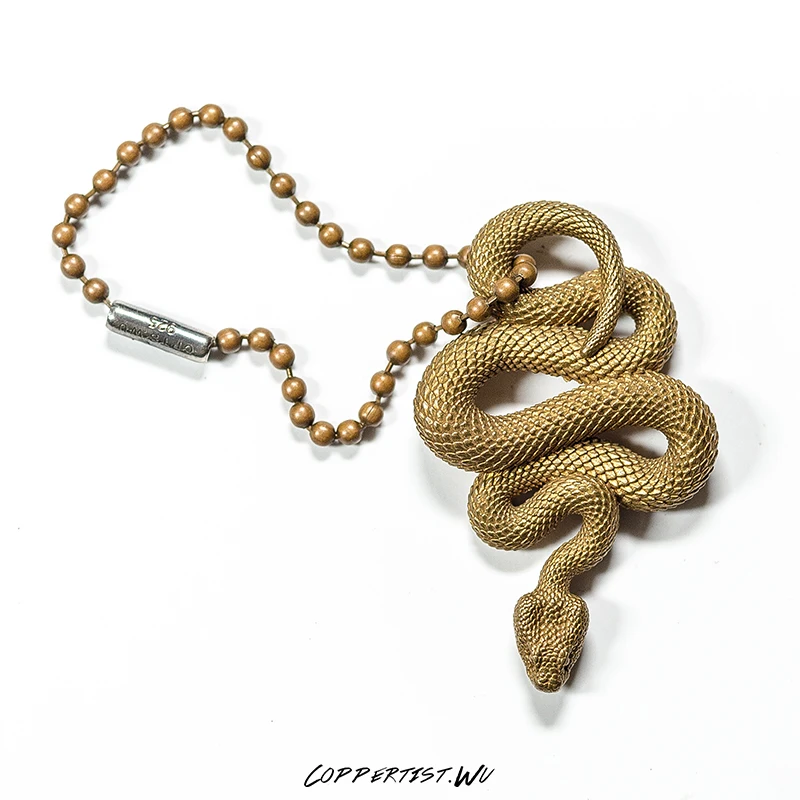 Type4(no zircon eye) Coppertist. wu латунный Металлический Брелок В Форме Змеи Брелок для ключей ручной работы Модное животное кольцо для ключей с сумочкой кулон - Цвет: Type4(no zircon eye)
