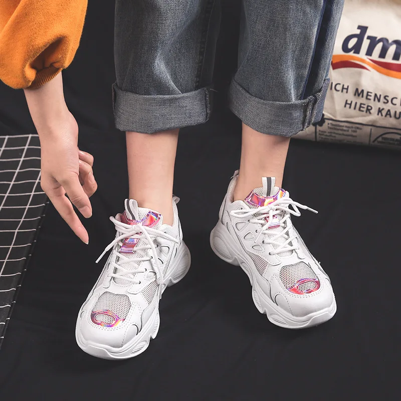 Женские дышащие кроссовки из вулканизированной сетки корейские спортивные для