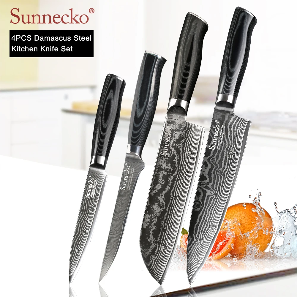 SUNNECKO дамасский поварской нож японский кухонный дамасская сталь лезвие рукоять