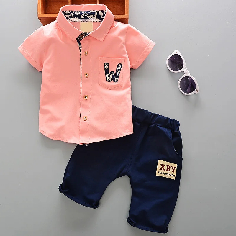 

Baby Boy Clothes 2018 Summer New 1-4 Baby Boy Short Sleeve Shirt + Pants 2 PCS Sets of Baby Toddler Suit 6M 9M 18M