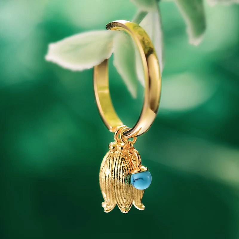 Lotus Fun Настоящее стерлингового серебра 925 природных ляпис драгоценных камней