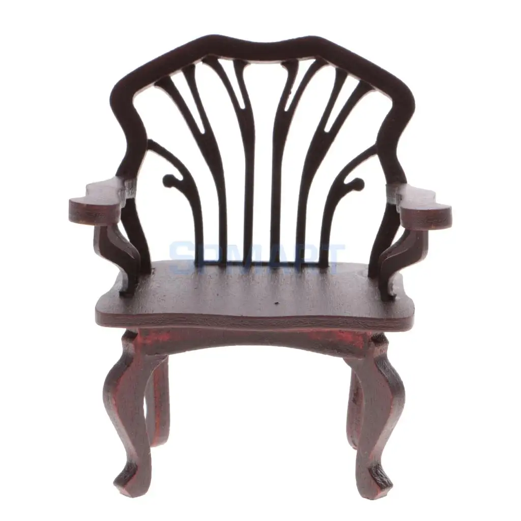 Brown Armchair 1:12 весы деревянный кукольный домик Миниатюрные аксессуары Кукольный дом спальня мебель для гостиной наборы декора - Цвет: Brown Armchair