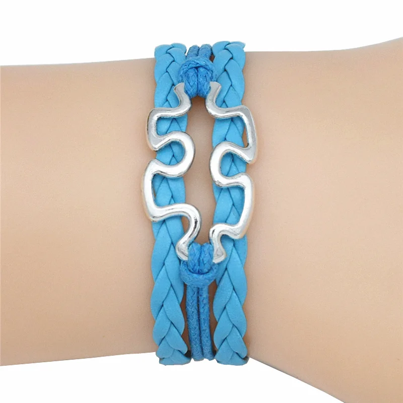 Браслет пазл из кожи 4 цвета|Браслеты с шармами| |