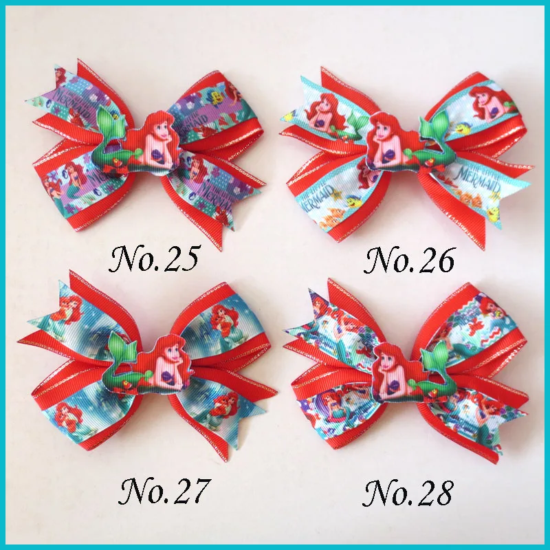 

20 BLESSING Girl 4.5" Two Tone Wing Mermaids Hair Bow Clip Princess Baby Unicorn Rainbow