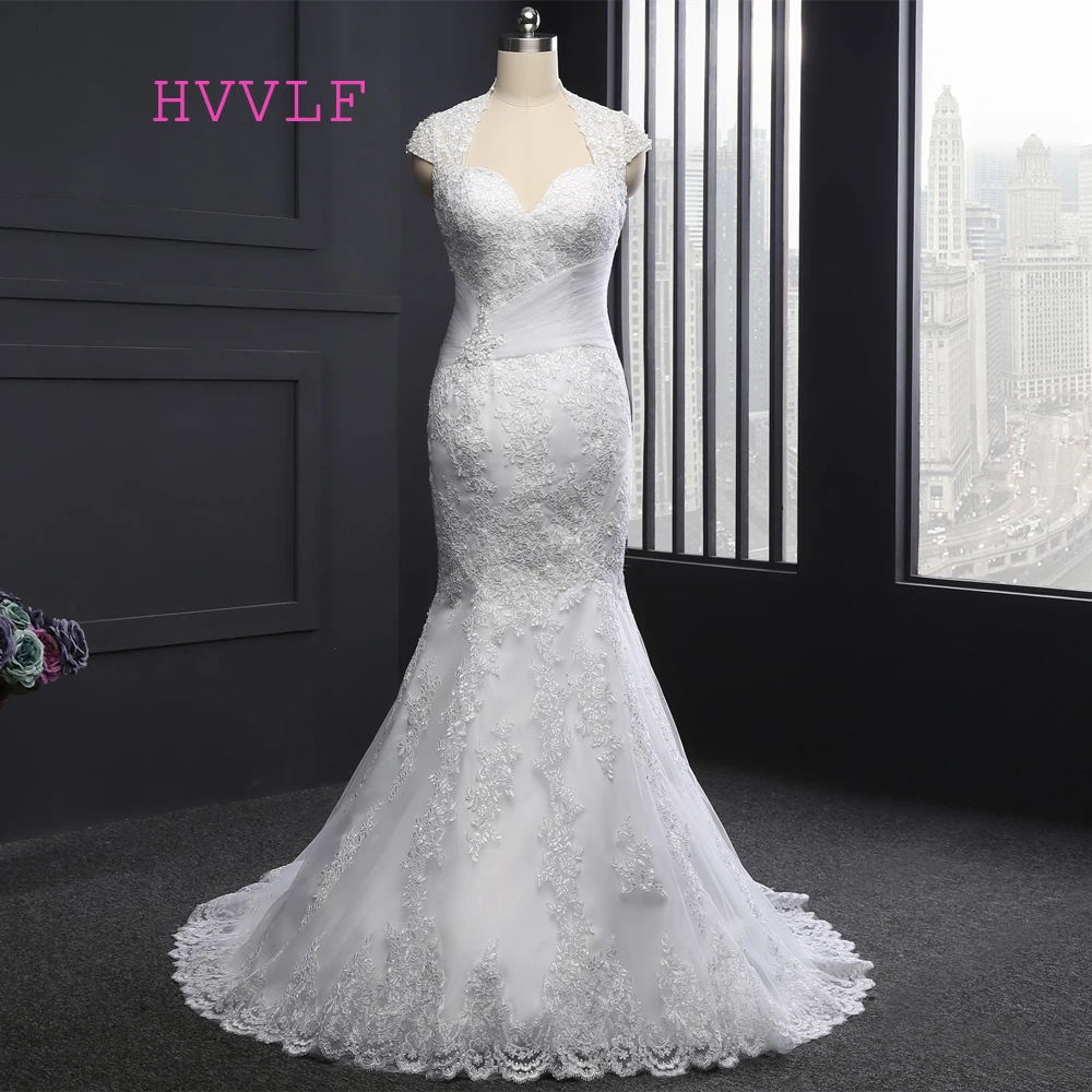 

New Vestido De Noiva Designer Wedding Dresses Mermaid Cap Sleeves Appliques Lace Vintage Wedding Gown Bridal Dresses