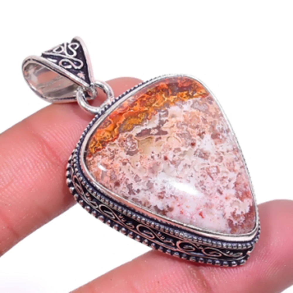 

Crazy Lace Agates Античная Подвеска Серебряное покрытие над медью, 50 мм, P5490
