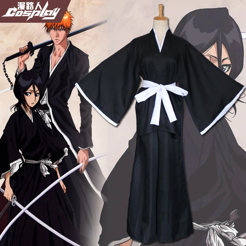 Аниме BLEACH Kuchiki Rukia Косплей Шинигами кимоно с мотивом смерти душа жнец полный комплект Куросаки костюм Ичиго(Топы+ брюки+ пояс