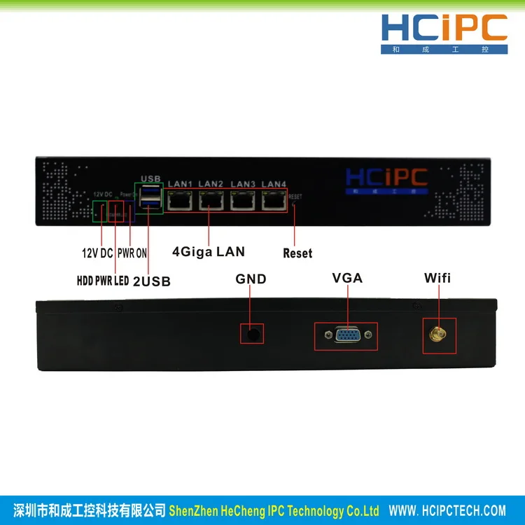 HCiPC B201-M12 HCL-SJ1900-4LA, BayTrail 82583V 4LAN мини брандмауэр Barebone, 4LAN мини маршрутизатор, мини ПК, 4LAN материнская плата