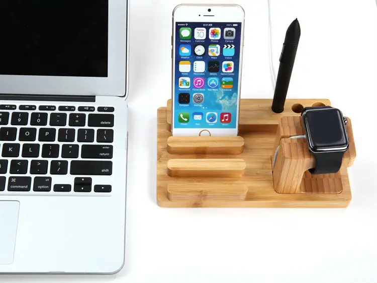 Держатель URVOI для apple watch и iphone подставка ремонта дома Бамбуковая док станция
