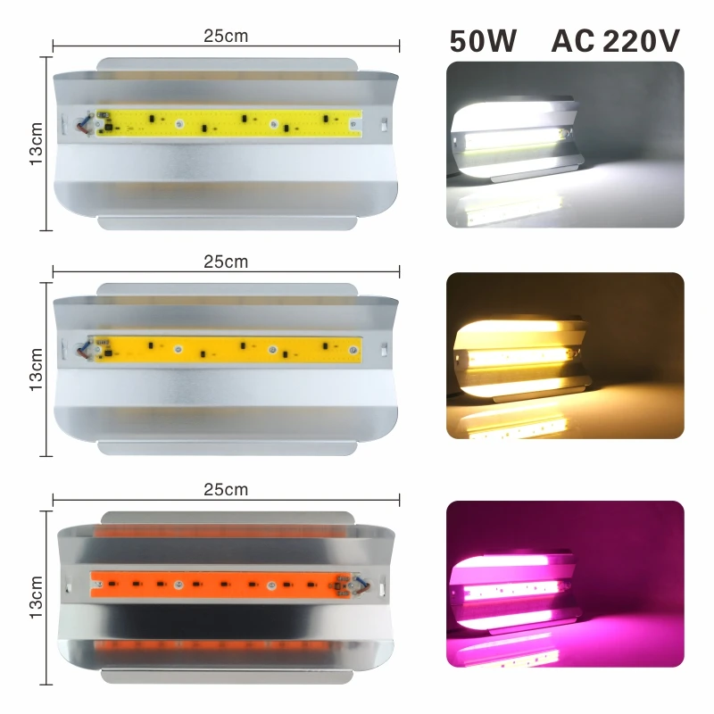 50W Floodlight 220V 30 Вт 50 Вт 80 Вт Светодиодный прожектор светильник COB Потолочные Светильник 220V IP67 Водонепроницаемый Коб возрастающее светильник полный спектр открытый отражатель светодиодный светильник Инж - Испускаемый цвет: 50W Floodlight 220V
