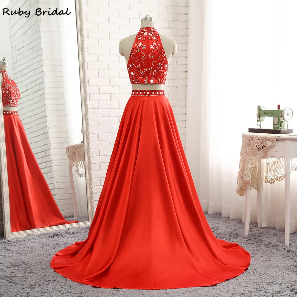 Женское длинное вечернее платье Ruby Bridal роскошное красное трапеция из мягкого
