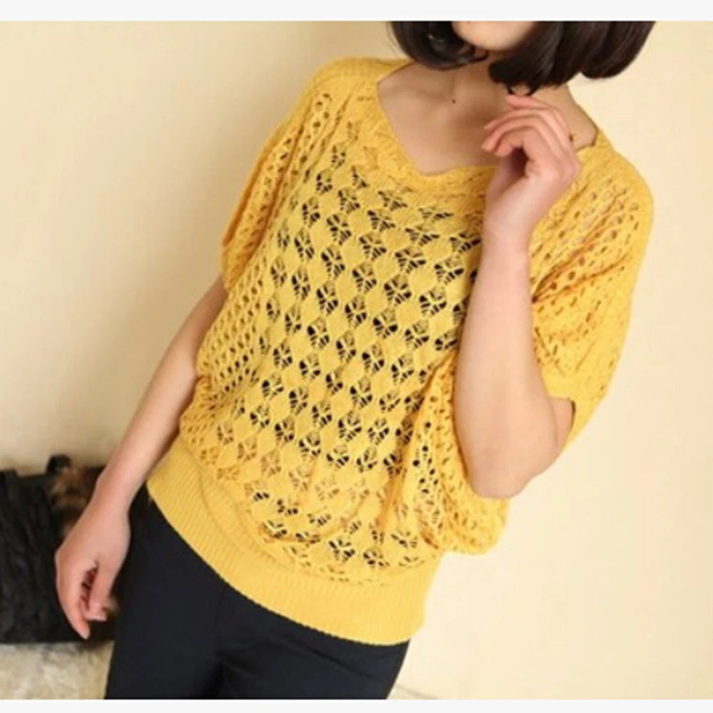 Новый 2016 мода женская одежда конфеты цвета свободной женщины с крючком вязаная