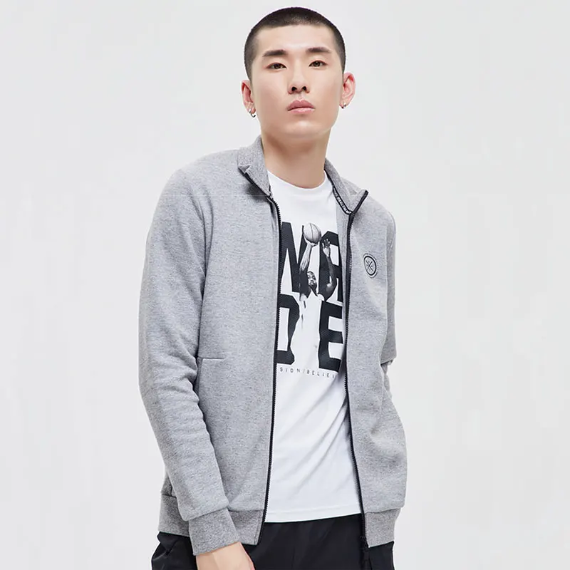 Li-Ning Мужская толстовка серии Уэйд с полной молнией обычная посадка 66% хлопок 34%