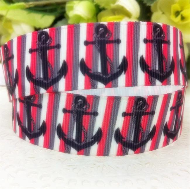 ; набор из 10 ярдов 7/8 ''22 мм с принтом в виде якорей и grosgrain мультфильм лента, ободок для волос с бантом аксессуары для одежды хлебобулочные пакет - Цвет: style 9