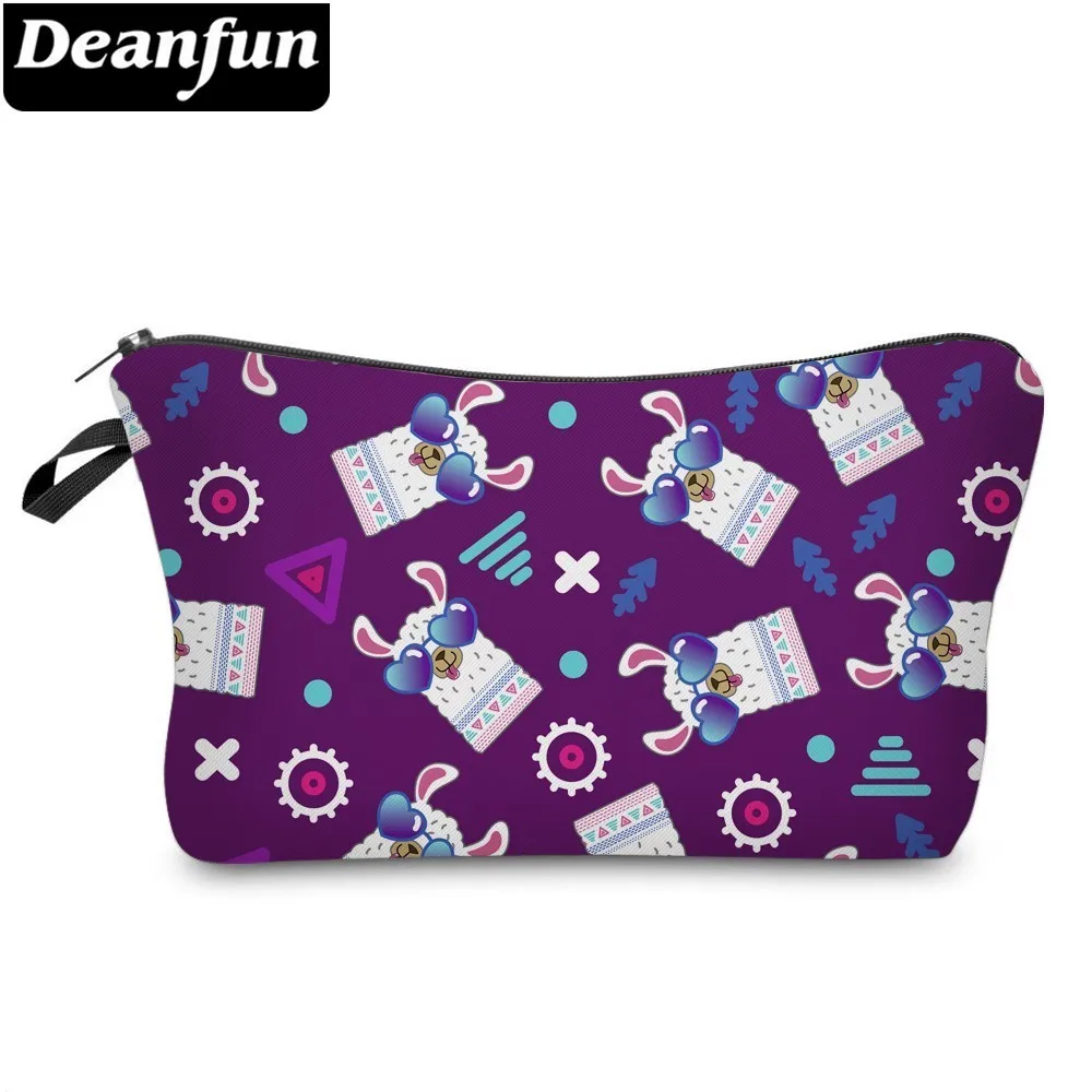 Deanfun Cool Llama косметичка Водонепроницаемая печать фиолетовая косметичка индивидуальный логотип для путешествий 51498