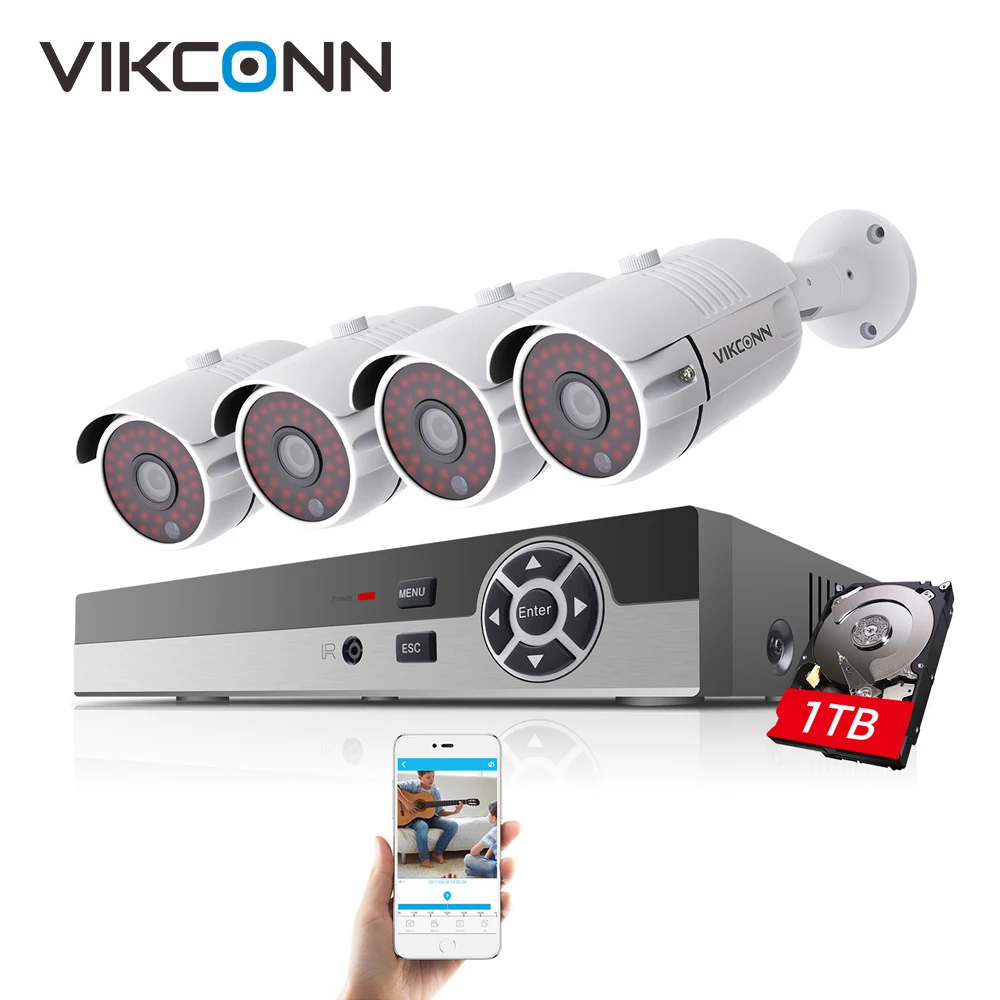 VIKCONN 4CH 1080 P система видеонаблюдения 4 шт. 2.0MP sony IMX322 камера Система безопасности