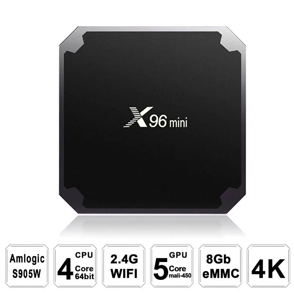 Оригинальный X96mini Android 7 1 X96 Мини Смарт ТВ-бокс четырехъядерный Amlogic S905W 2 ГБ + 16 Гб