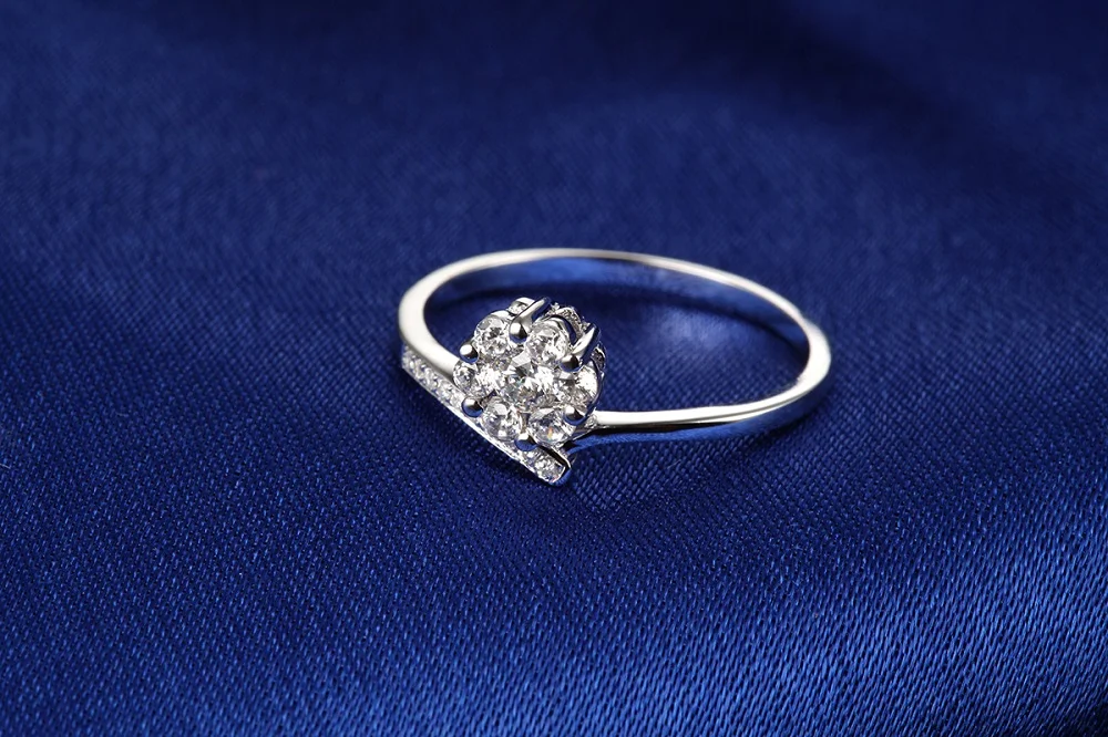 Pretty Flower Diamond Ring for Women Tiny spot 925 Silver White Gold Color Valentine Day &amp Birthday Gift | Украшения и