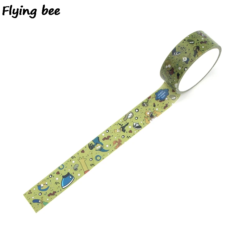 Flyingbee 15 мм X 5 м Бумага васи лента мультфильм милый забавный клейкая лента дети DIY Скрапбукинг Маскировочные наклейки ленты X0333