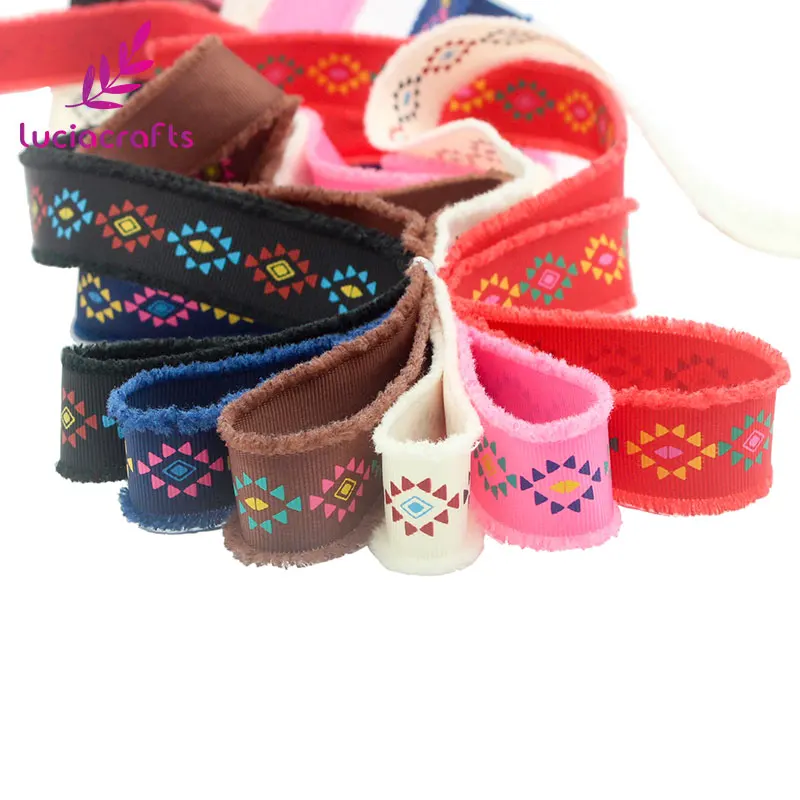 Lucia crafts 25 мм 5 ярдов/6 ярдов корсажная печатная лента в этническом стиле с бахромой DIY швейная отделка одежды подарочные аксессуары S0607