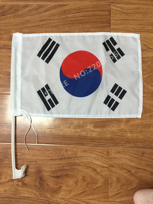 

30x45CM South Korea window Car flag polyester Car decoration with flagpole Free Shipping