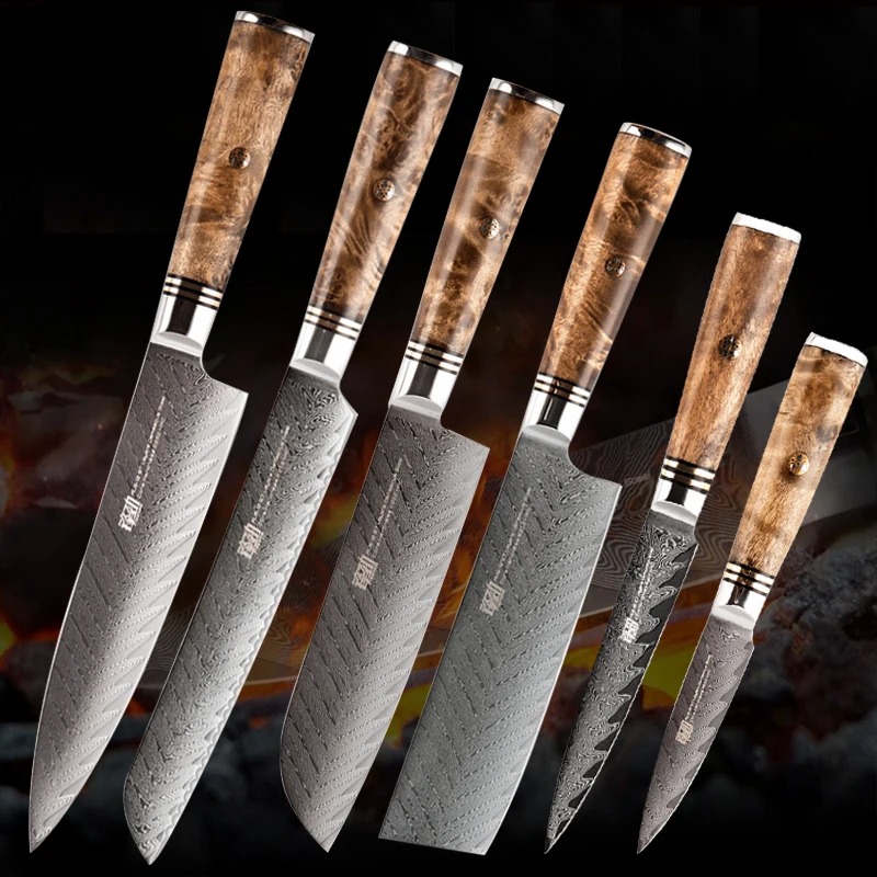 62HRC ножи японского шеф повара дамасский нож кухонный Дамаск VG10 из нержавеющей