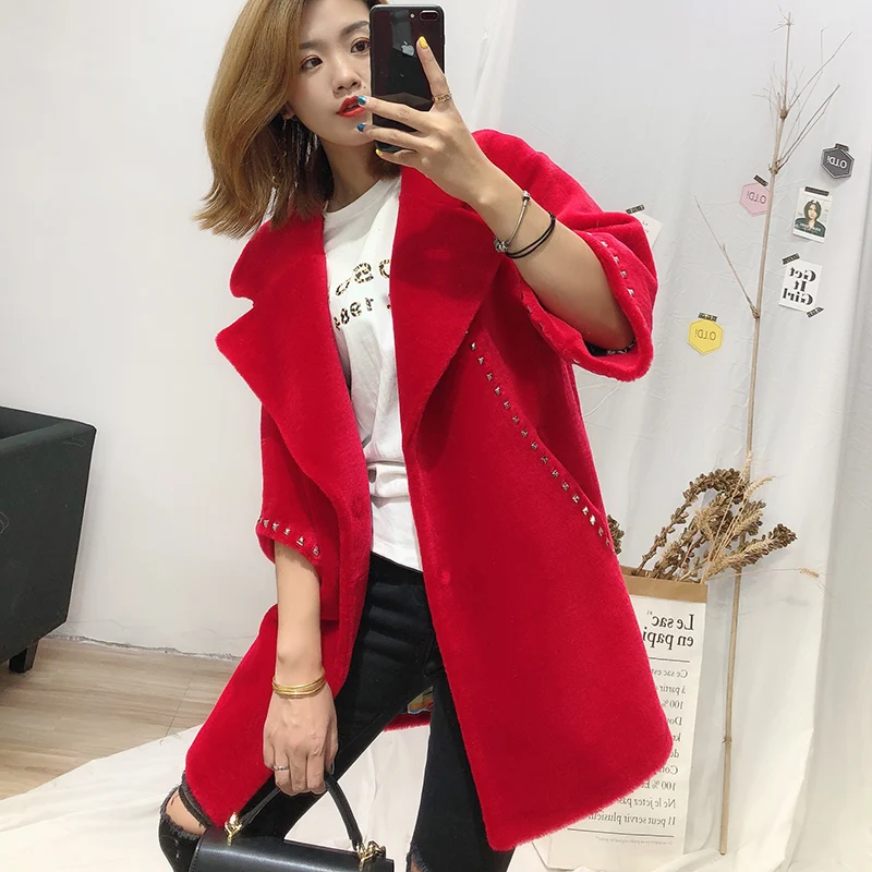 2019 зимнее шерстяное меховое пальто высшего качества женская модная теплая